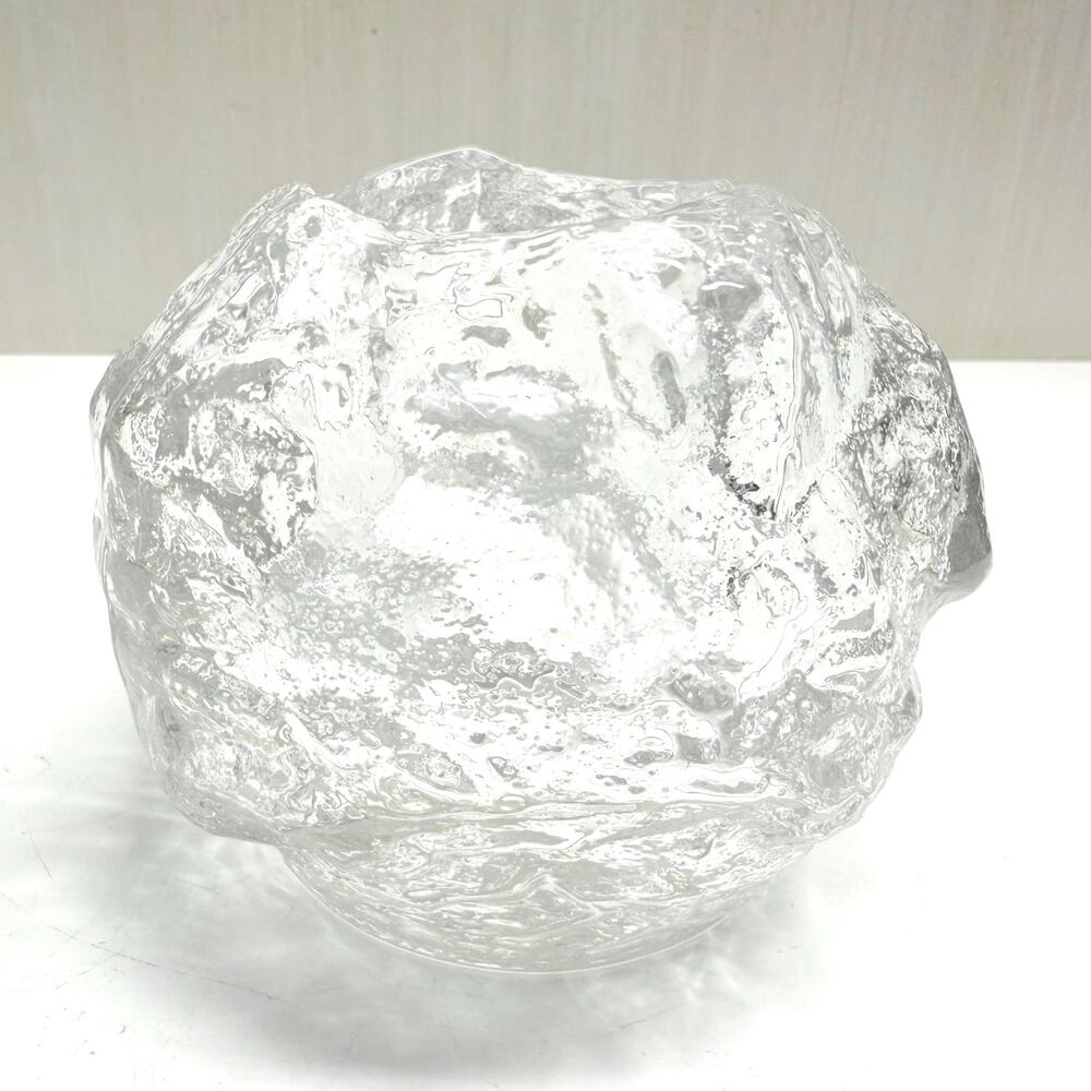 Vintage Kosta Boda Snowball Votive Candle Holder Textured Clear Glass